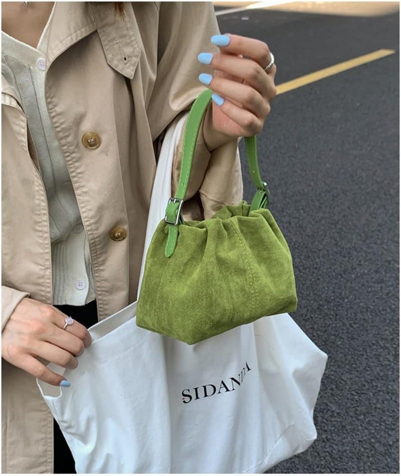 KeAiDMon Women Vintage Suede Handbags Tote Handbag Drawstring Bucket Bag Slouchy Crossbody Shoulder Bag Satchel Everyday Purse - Image 1